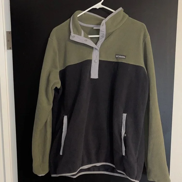 Columbia Olive Green and Black Snap Pullover Fleece - Picture 1 of 1